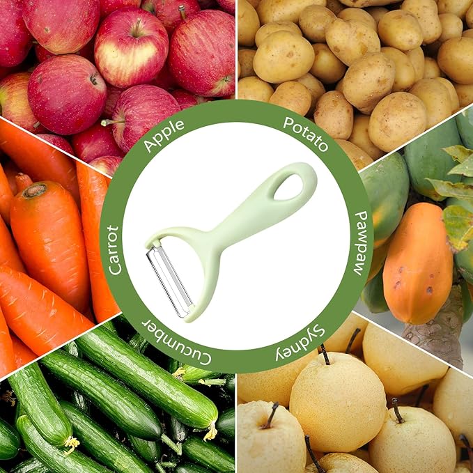 Apple Peeler:Pear Fruit Vegetable Peeler,Manual peeler for Peeling Apples, Pears, Cucumber;Garlic Carrot Potato Cheese Zester Grater, Essential Kitchen Tool(2-Pack) (light green)