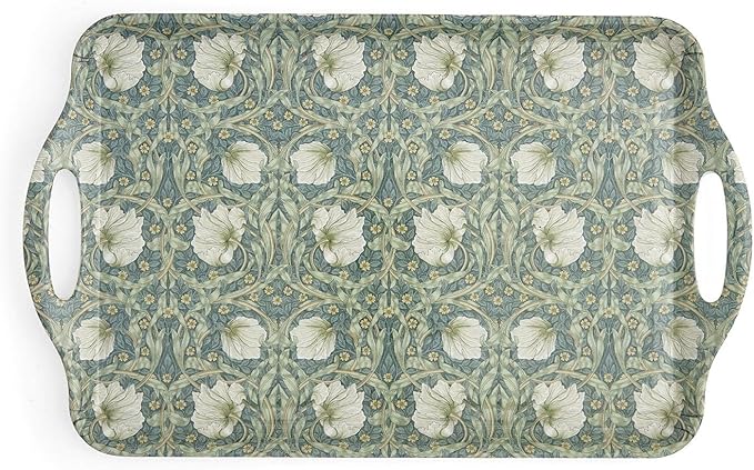 Pimpernel Morris & Co Privat Melamine Tray with Handles - Pastel Floral Serving Tray for Entertaining, Garden Dining, Afternoon Tea Display - Lightweight & Durable 19 x 12 Inch Serveware