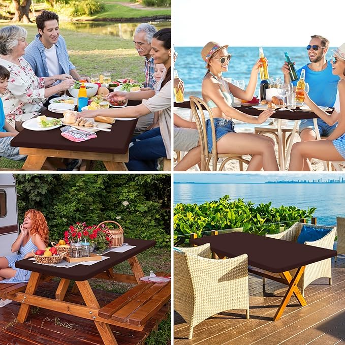 homing Rectangle Table Cloth Cover, Waterproof Polyester Elastic Fitted Tablecloth, Fits for 8 Foot Folding Tables, Washable Table Protector for Fall, Thanksgiving, Harvest Party (Coffee, 30" x 96")