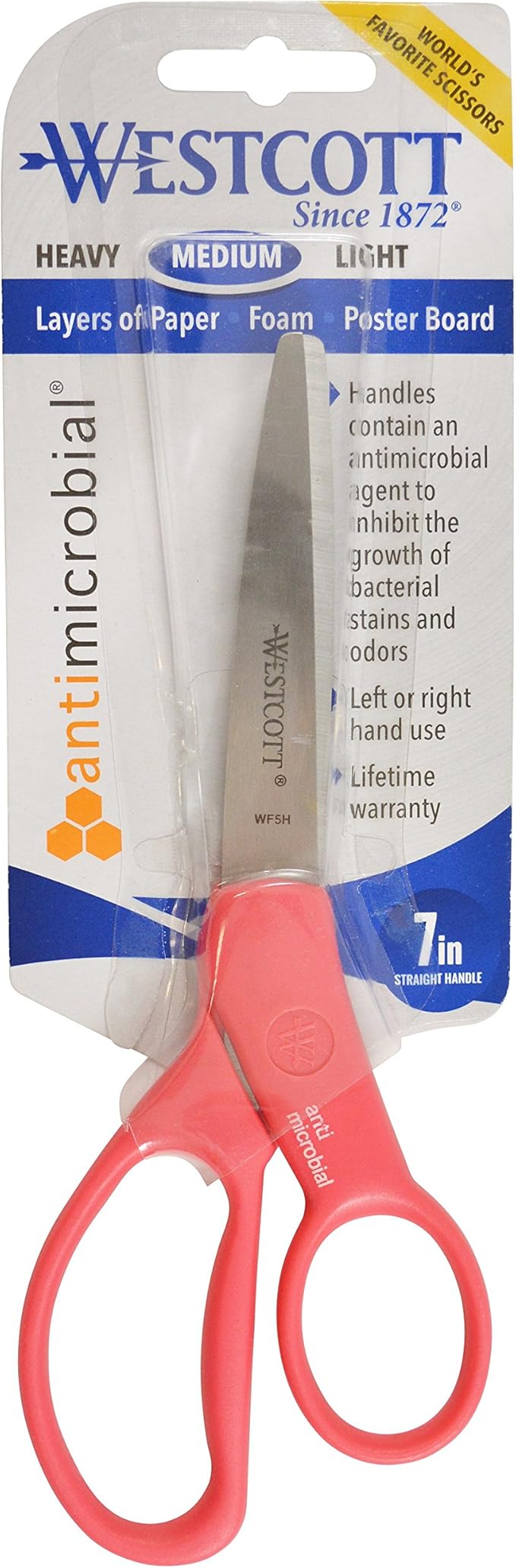 Westcott Left- & Right-Handed Pointed Student Scissors for Kids Ages 12-14, Durable Stainless Steel Blades, Back to School, Classroom Scissors, School Supplies, 7-Inch, Assorted Colors