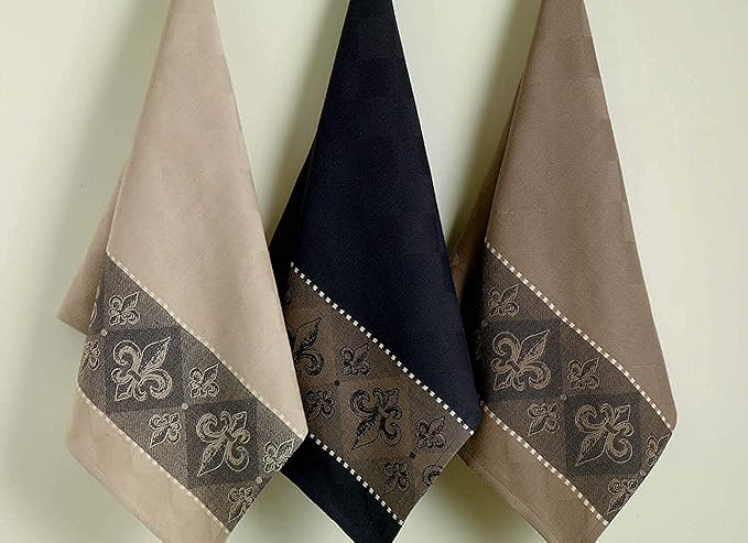 DII Cotton French Jacquard Dish Towels, Set of 3, Decorative Tea Towels for Everyday Kitchen Cooking and Baking-French Macaroons