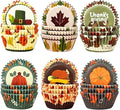 qiqee Cupcake Liners Thanksgiving Papers Baking Cups Wrappers for Thanksgiving Party Festival Holiday Baking Essentials (Standard 300-Count Food Grade Design)