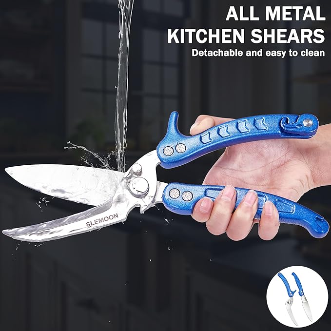 Kitchen Shears Heavy Duty Poultry Shears Meat Cutting Dishwasher Safe and Stainless Food Kitchen Scissors for Chicken Turkey Thanksgiving,Blue