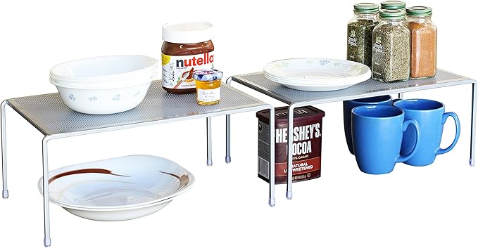 Deco Brothers Expandable Cabinet Shelf Organizer for Kitchen Cabinet and Counter, Grey