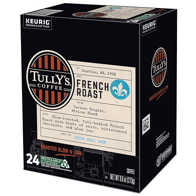 Tully's Coffee French Roast, Keurig Single-Serve K-Cup Pods, Dark Roast, 96 Count