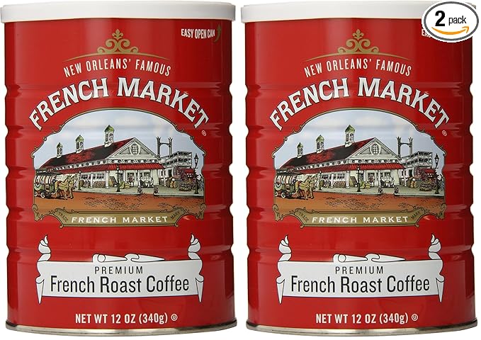 French Market French Roast Medium-Dark Roast Ground Coffee, 12oz Can (Pack of 2)
