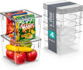 Sorbus Medium Plastic Storage Bins with Lids - Kitchen, Pantry, Refrigerator Organizer Bins - Clear, 4 Pack