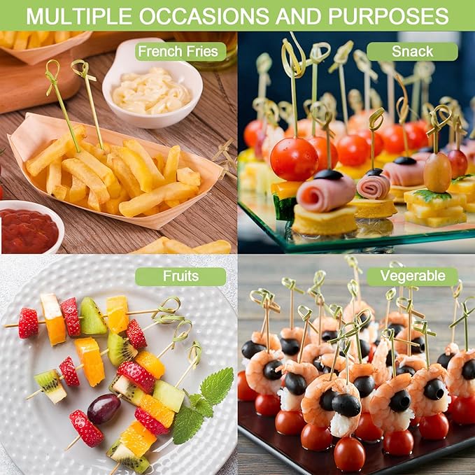 1000 PCS Bamboo Skewers Toothpicks for Appetizers 6.0 inch, Bamboo Cocktail Picks, Decorative Bamboo Knot Drink Picks Food Sticks for Party Drinks Sandwich Fruit Charcuterie Boards Accessories
