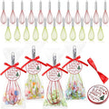 36 Sets 10 Inch Christmas Whisks Gifts DIY Fillable Christmas Tree Ornaments Xmas Colored Silicone Whisks for Cooking Heat Resistant Egg Beaters with Card Rope Bag for Candy Holder