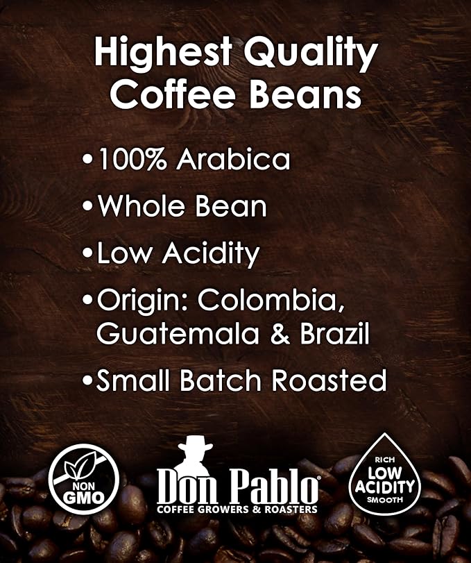 Don Pablo Signature Blend - Limited Edition Dark Roast Gourmet Coffee, 100% Arabica Whole Bean, Non-GMO, Low Acidity, 2 Pound (2 lb) Bag
