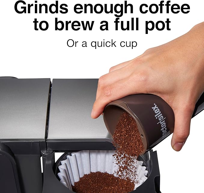 Proctor Silex Electric Coffee Grinder for Beans, Spices and More, Stainless Steel Blades, 12 Cups, Brown