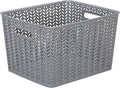 Simplify Large Herringbone Storage Bin, Grey (25175-GREY)