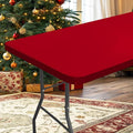 homing Rectangle Table Cloth Cover, Waterproof Polyester Elastic Fitted Tablecloth, Fits for 4 Foot Folding Tables, Washable Table Protector for Christmas, Holiday, Party (Red, 24" x 48")