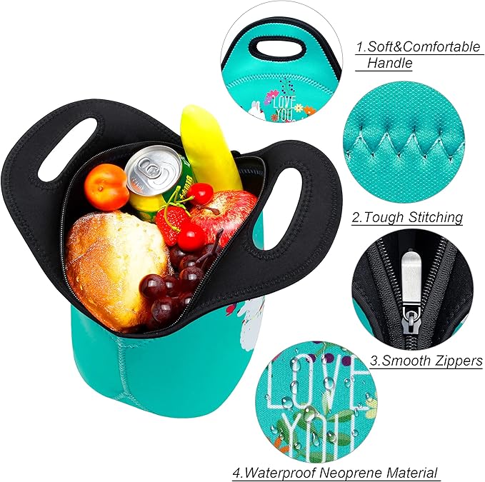 Neoprene Lunch Bag for Women Insulated Lunch Tote Bags Washable Lunch Container Box for Work Picnic Lightweight Meal Prep Bags for Men