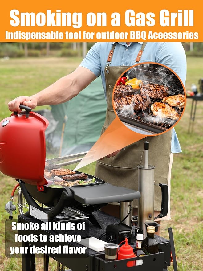 2025 Advanced Cold Smoke Generator, Tube for Pellet Smoker Upgrade, Smoker Attachment for Gas Grilling, Portable Cordless Electric, Hot or Cold Smoking: Fits Weber, Traeger, Pit Boss, East Oak ect...