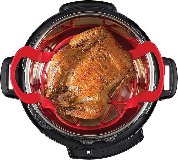Instant Pot Official Silicone Bakeware Sling - Multi-Use, Heat-Resistant, BPA-Free, Compatible with 6-Quart and 8-Quart Cookers, Red - Ideal for Lifting, Roasting, and Healthier Cooking