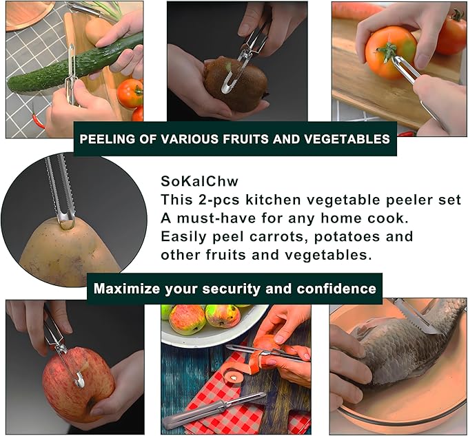 Best Vegetable Carrot Potato Peelers for Kitchen, 2 Pcs, Just Like Mom's old steel Fruits Peeler(52877)