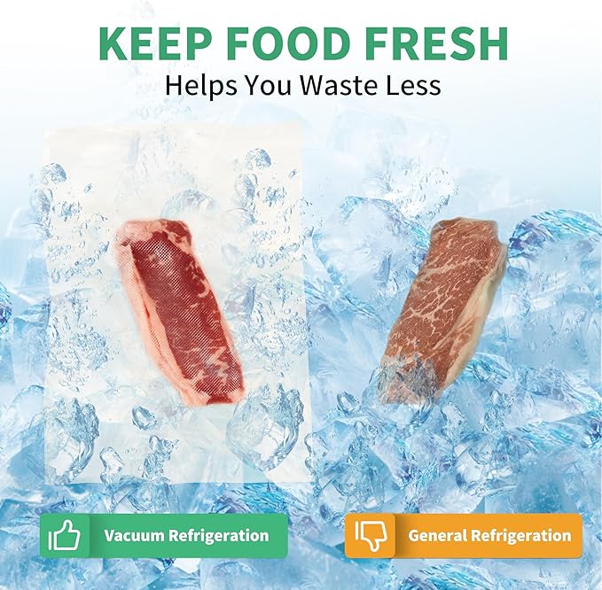 VanruVida Small Pint Size Vacuum Sealer Bags, 50 Count 5” x 8”,BPA Free,Commercial Grade Textured PreCut Bag with Double Tear Notches, Perfect for Food Storage, Freezer, Meal Prep, or Sous Vide