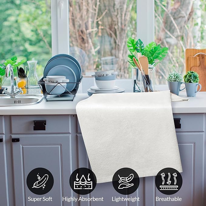 ROYALE LINENS Flour Sack Dish Towels - Kitchen Towel - Super Absorbent Flour Sack -100% Ring Spun Cotton -Tea Towels - for Embroidery, Cloth Diapers, Cheese Strainers (White - 33" X 38" Pack of 6)