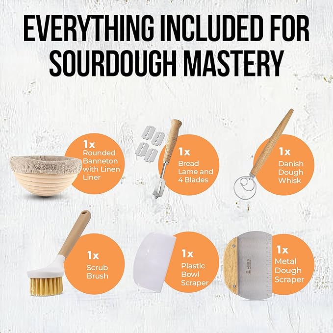 Banneton Bread Proofing Basket - Sourdough Bread Baking Supplies – Sourdough Starter Kit – Sourdough Proofing Basket Gift for Bakers - Round Bread Basket (9 Inch)