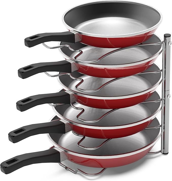 SIMPLE HOUSEWARE Cabinet Pantry Pot and Pan Organizer Holder Rack, Chrome