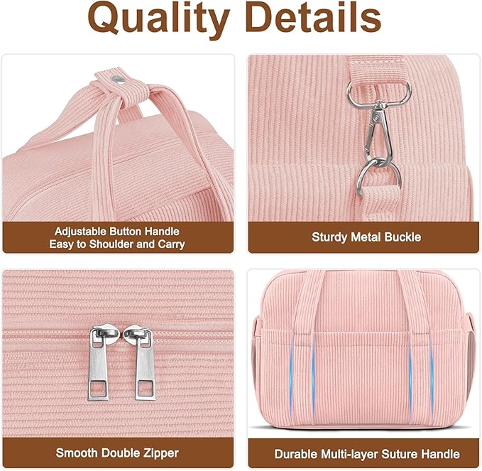 Corduroy Lunch Box Lunch Bag for Women Men, Cute Strawberry Small Insulated Reusable Work Leakproof Simple Lunch Boxes Tote Bag Adults Cooler Bag