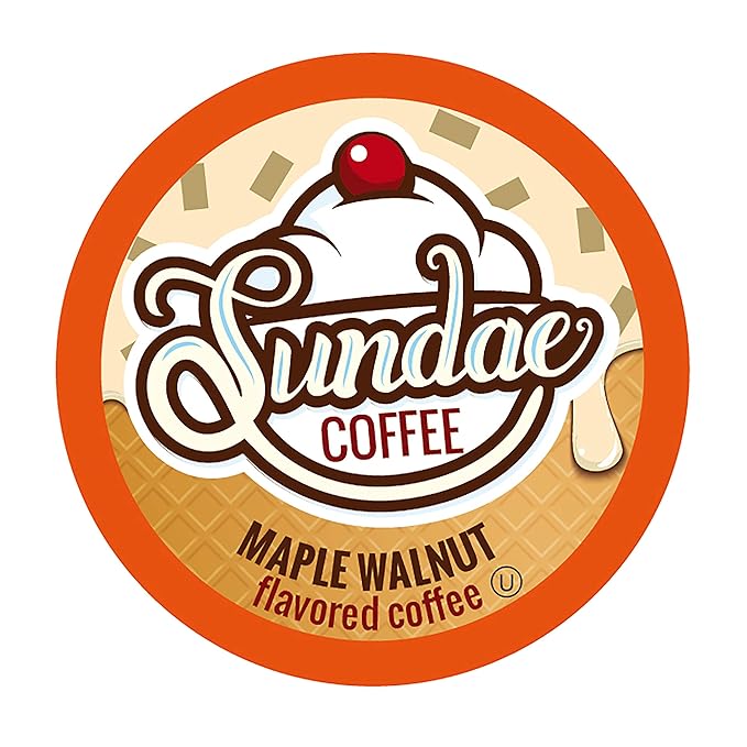 Sundae Ice Cream Flavored Coffee Pods, Compatible with 2.0 Keurig K-Cup Brewer, (Maple Walnut) 48 Count