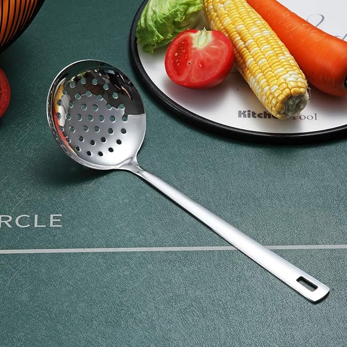 Stainless Steel Skimmer, Berglander Metal Strainer, Kitchen Cooking Skimmers For Non-Stick Cookware, Non-Stick And Heat Resistant, Dishwasher Safe, Easy to Clean