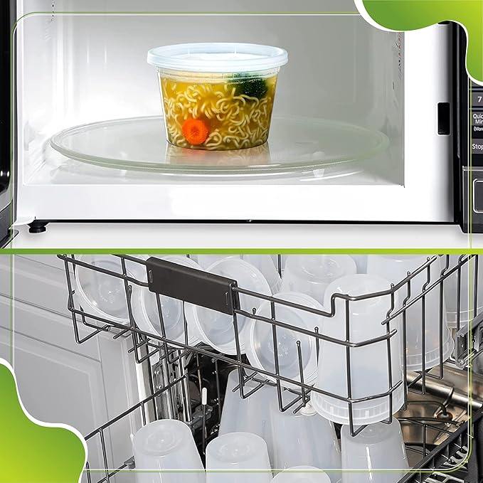 Deli Containers with Leakproof Lids-60 Sets [ 20sets-8oz, 20sets-16oz, 20sets-32oz] BPA-Free Plastic Microwaveable Clear Food Storage Container Premium Heavy-Duty, Freezer & Dishwasher Safe…