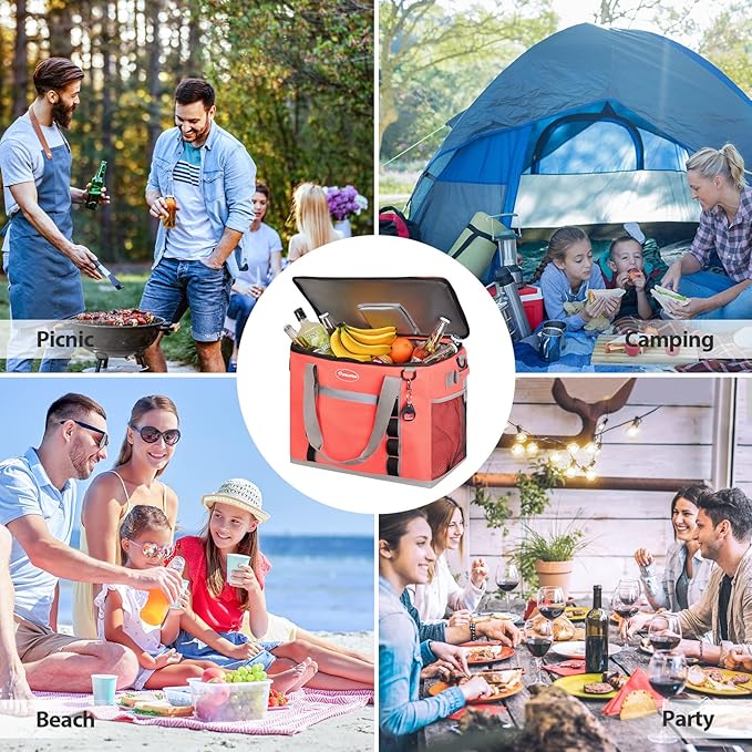Maelstrom Collapsible Soft Cooler Bag, 24/30/60/75 Cans Beach Cooler, Ice Chest, Leakproof & Portable for Beach, Camping, Road Trips & Grocery Shopping