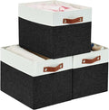 DECOMOMO Kallax Storage Cubes - 13x15x13 Storage Bins, Baskets for Organizing Shelves (Black and White, 3-Pack)