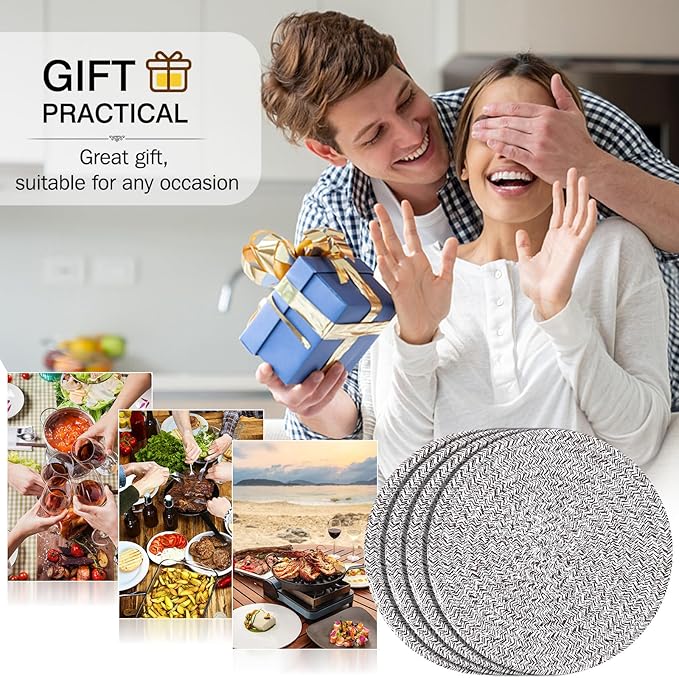 ME.FAN 7 Inch Trivets/Potholders 4 Set Cotton Thread Weave Trivets for Pots and Pans - Large Coasters/Hot Pads to Protect Desktop & Countertop - Mix Deep Coffee