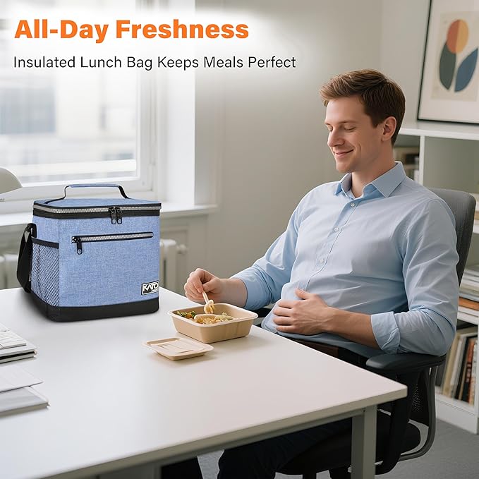 Tirrinia Insulated Lunch Box for Men/Women, Leakproof Lunch Bag for School Work, Enlarge Lunch Tote Kids Boys Girls Back to School, Soft Reusable Cooler Office Picnic Work Beach Camping with Shoulder