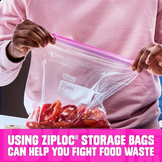 Ziploc Gallon Food Storage Bags, Stay Open Design with Stand-Up Bottom, Easy to Fill, 22 Count (Packaging May Vary)