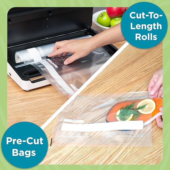 Home Logic Vacuum Bags for Food Sealer Rolls 11 and 8 Inch 20 FT Combo Pack for Freezer and Sous Vide - Microwave Safe Combo Pack Rolls (2-8x20, 3-11x20) Clear