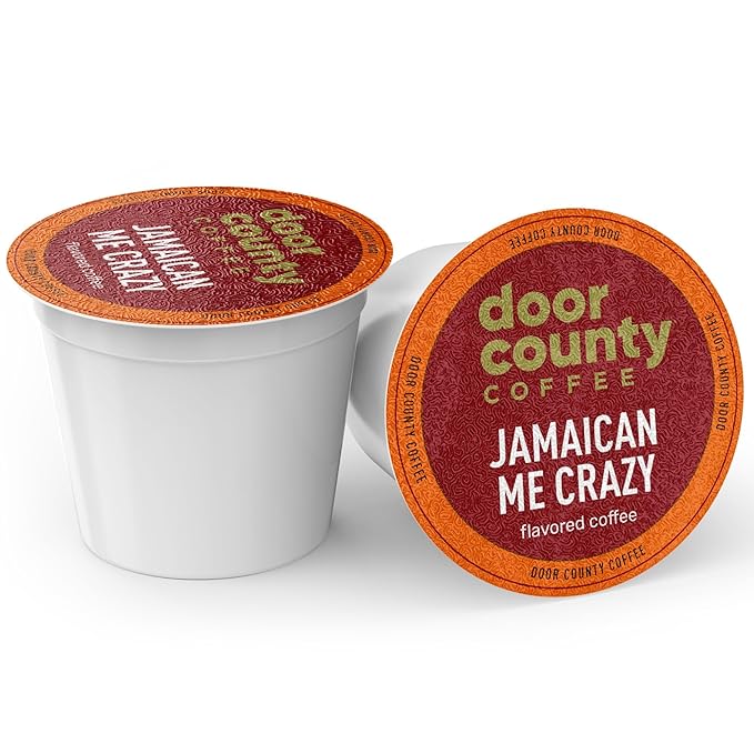 Door County Coffee Jamaican Me Crazy® - Medium Roast Rum & Vanilla Flavored Ground Coffee - Single Serve Cups