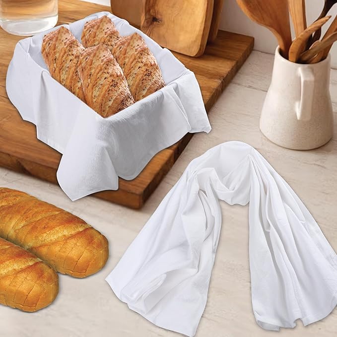 Urban Villa Flour Sack White Kitchen Towels 100% Cotton Highly Absorbent Dish Towels for Bread Proofing Baking Drying Dinnerware Glass Embroidery DIY Projects Zero Lint 27x27 Inches (8 Pack)