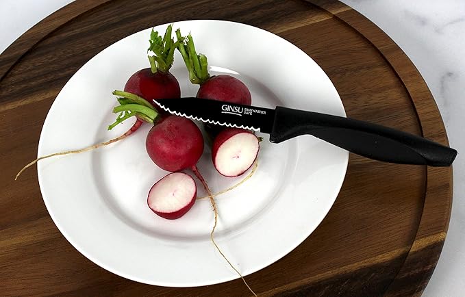 Ginsu Daku 10-Piece Black Knife Set with Black Wood Block - Dishwasher Safe and Always Sharp