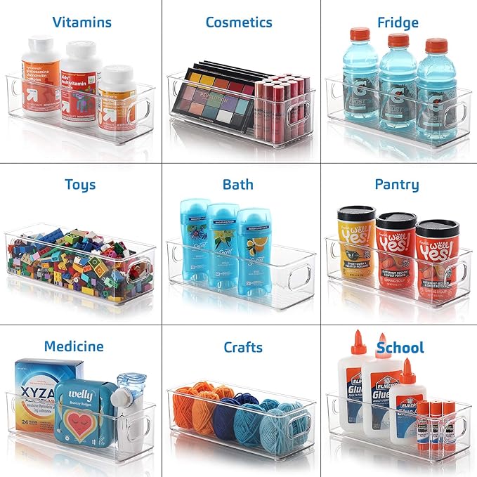 STORAGEBUD Fridge Organizer - 2 Pieces Refrigerator Organizer Bins - Pantry Organization and Storage for Fridge & Refrigerator- BPA Free Freezer Organizer Bins