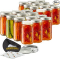Wide Mouth Mason Jars 32 oz (Quart) Mason Jars with Lids and Bands (24-Pack) bundled With, KangarooBands Jar Opener, and Package Of Jar Labels | Canning, Fermenting, Pickling, DIY Decors Projects