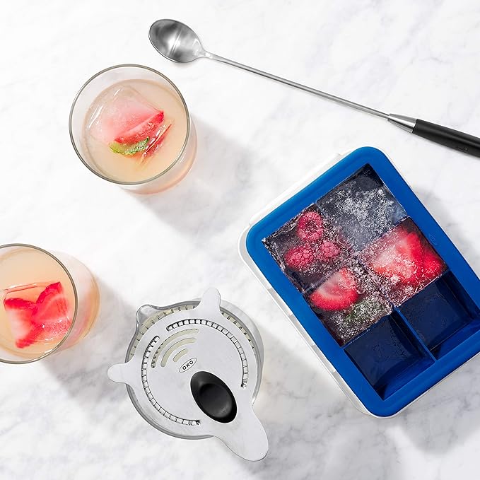 OXO Good Grips Covered Ice Cube Tray (Large Cube), Dark Blue