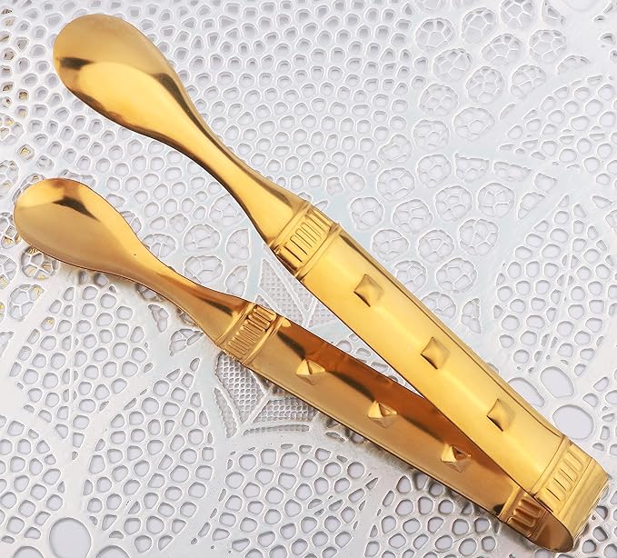 6-Pieces 6 Inch Gold Mini Tongs for Appetizers, Gold Serving Utensils for Serving Appetizers, Ice, Sugar