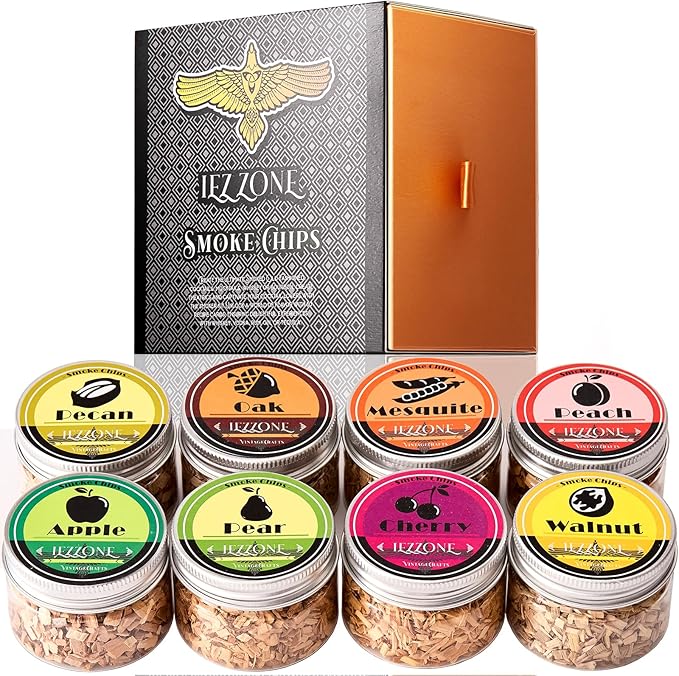 Smoking Wood Chips for Cocktail Smoker Whiskey Smoker 8 Flavors Natural Wood Chips Husband Father's Gift Smoke Gun Cocktails Drinks Food (8 Pack)