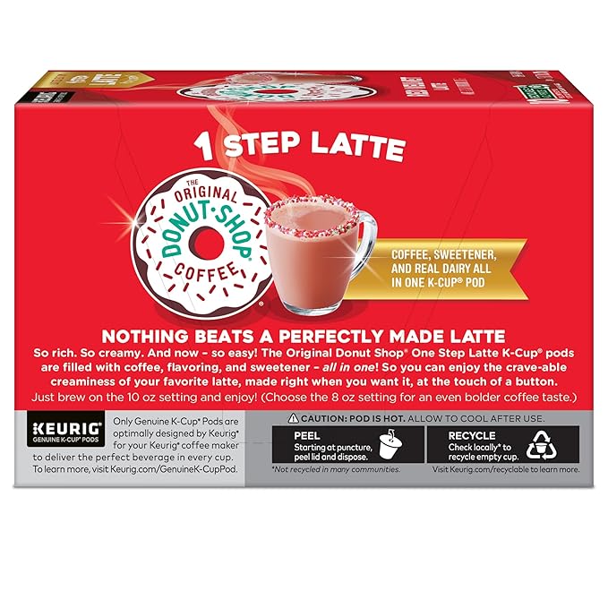 The Original Donut Shop One Step Red Velvet Latte, Keurig Single-Serve K-Cup Pods, Flavored Coffee, 60 Count (6 Packs of 10)