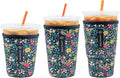 Sok It JavaSok Iced Coffee & Cold Soda Insulated Neoprene Cup Sleeve (English Garden Picnic, S/M/L 3-Pack)
