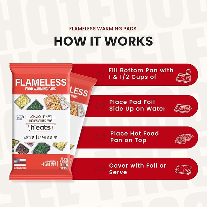 Flameless Food Warming Pads (Pack of 2) - Food Warmers for Parties Buffet Disposable - Party Buffet Servers and Warmers for Half Size Pans - Heating Pads for Chafing Dish- Must-Have Catering Supplies