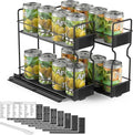 SpaceAid Pull Out Spice Rack Organizer for Cabinet, Heavy Duty Slide Out Seasoning Kitchen Organizer, Cabinet Organizer, with Labels, 7.7" W x10.75 D x10 H, 2 Drawers 2-Tier