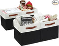 DECOMOMO Cube Storage Bins | Fabric Storage Cubes Closet Organizer Cubby Bins for Shelves Cloth Nursery Decorative Storage Cubes with Handles (Black &White, 11 x 11 x 11 inch)