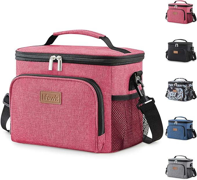 Lifewit Reusable Insulated Lunch Bag for Men, Lunch Box Women, Portable Cooler Freezable Soft Lunchbox Leakproof with Adjustable Shoulder Strap for Adult for Work Picnic or Travel, Pink 9L