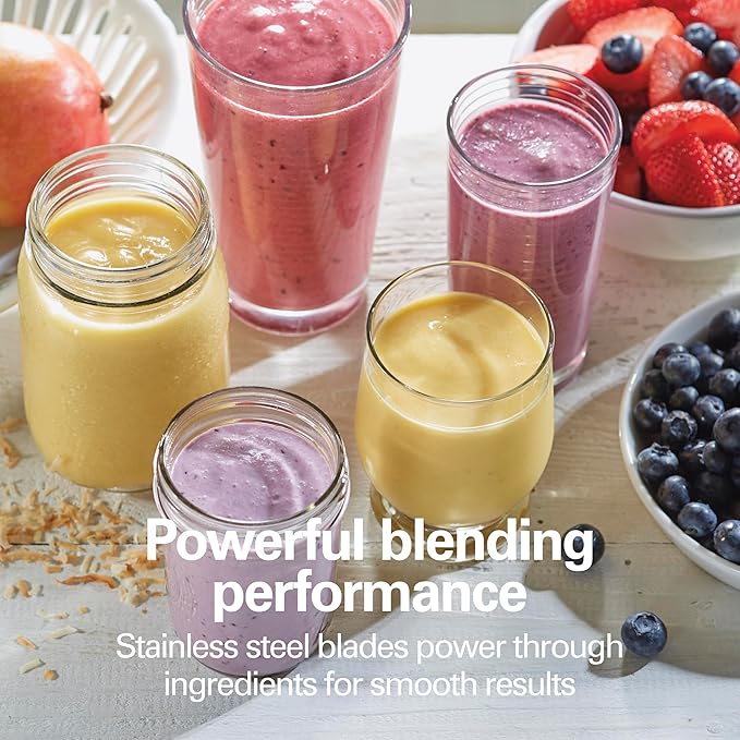 Hamilton Beach Portable Blender for Shakes and Smoothies, 14 Oz BPA Free Travel Cup & Lid, Durable Stainless Steel Blades, Personal Smoothie Blender, Raspberry, 51131G